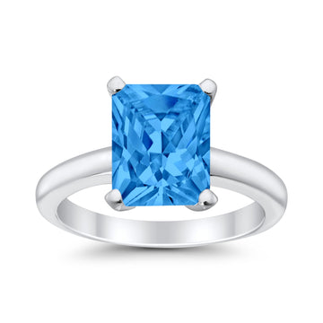 Solitaire Engagement Ring Blue Topaz CZ 925 Sterling Silver Wholesale